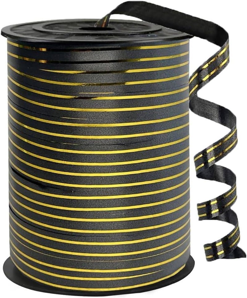 WFAUIBR Black Gold Rimmed Balloon Curling Ribbons，219 Yard Ribbon for Balloons， Balloon String，Curling Ribbon for Craft，for Balloon String ，Wedding, Florist Flower，DIY Decor (1 Roll) - Image 1